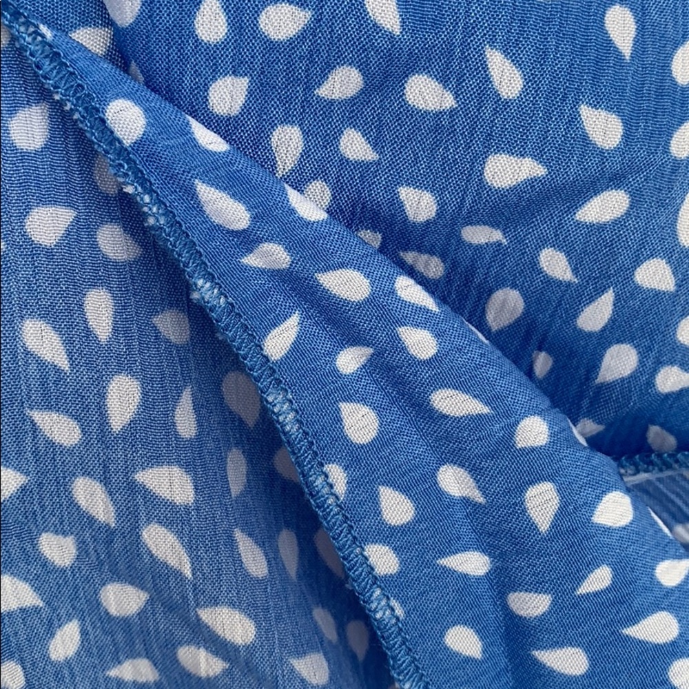 BLUE FLUTTER SLEEVE FRILL TRIM DALMATIAN DRESS - Picture 13 of 14